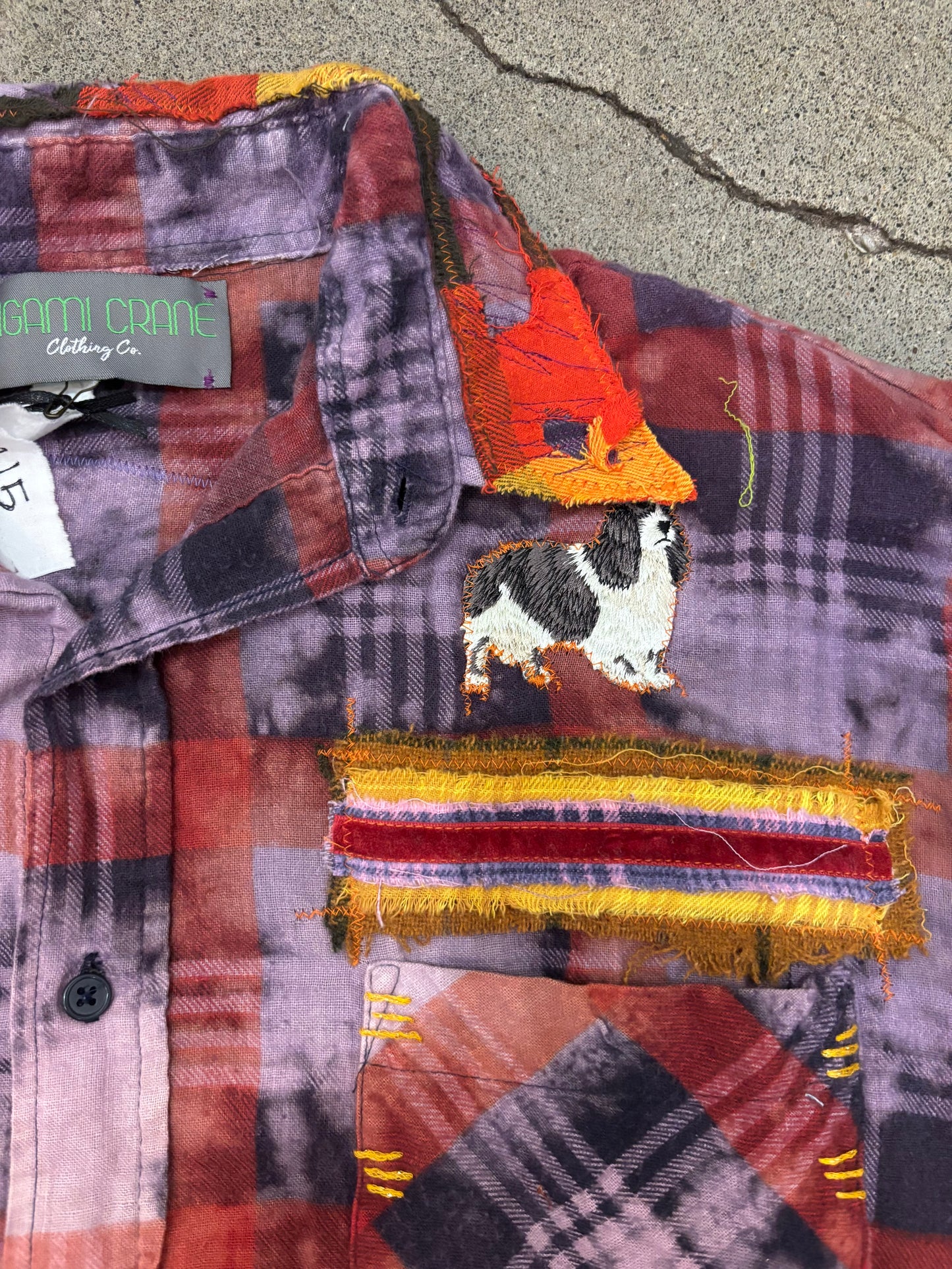 Origami Crane - Long Multi-Colored Flannel with Overdye