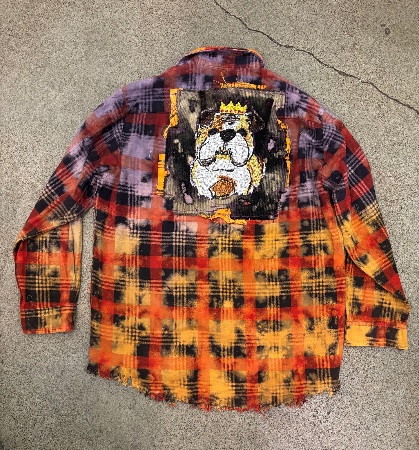 Origami Crane - Long Multi-Colored Flannel with Overdye