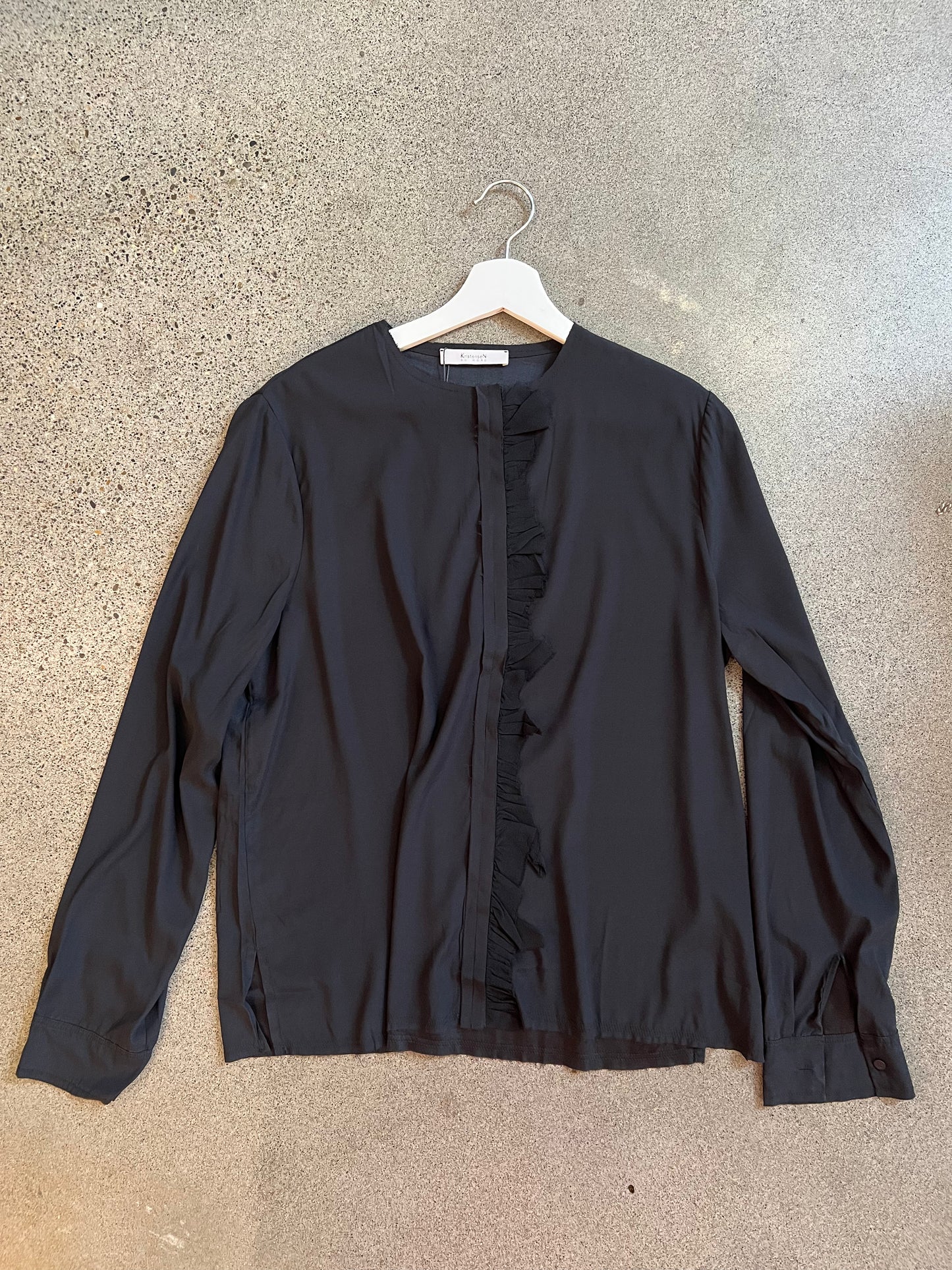 Kristensen Du Nord - Silk Satin Frill Shirt in Black or White