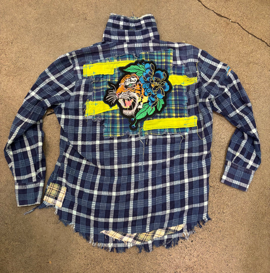 Origami Crane - Long Flannel w/ Tiger