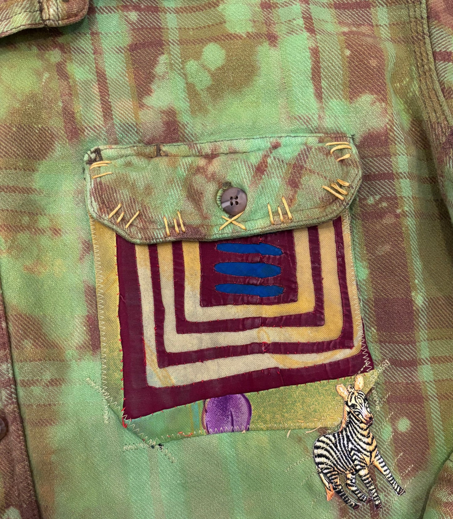 Origami Crane - Cropped Overdye Green Flannel