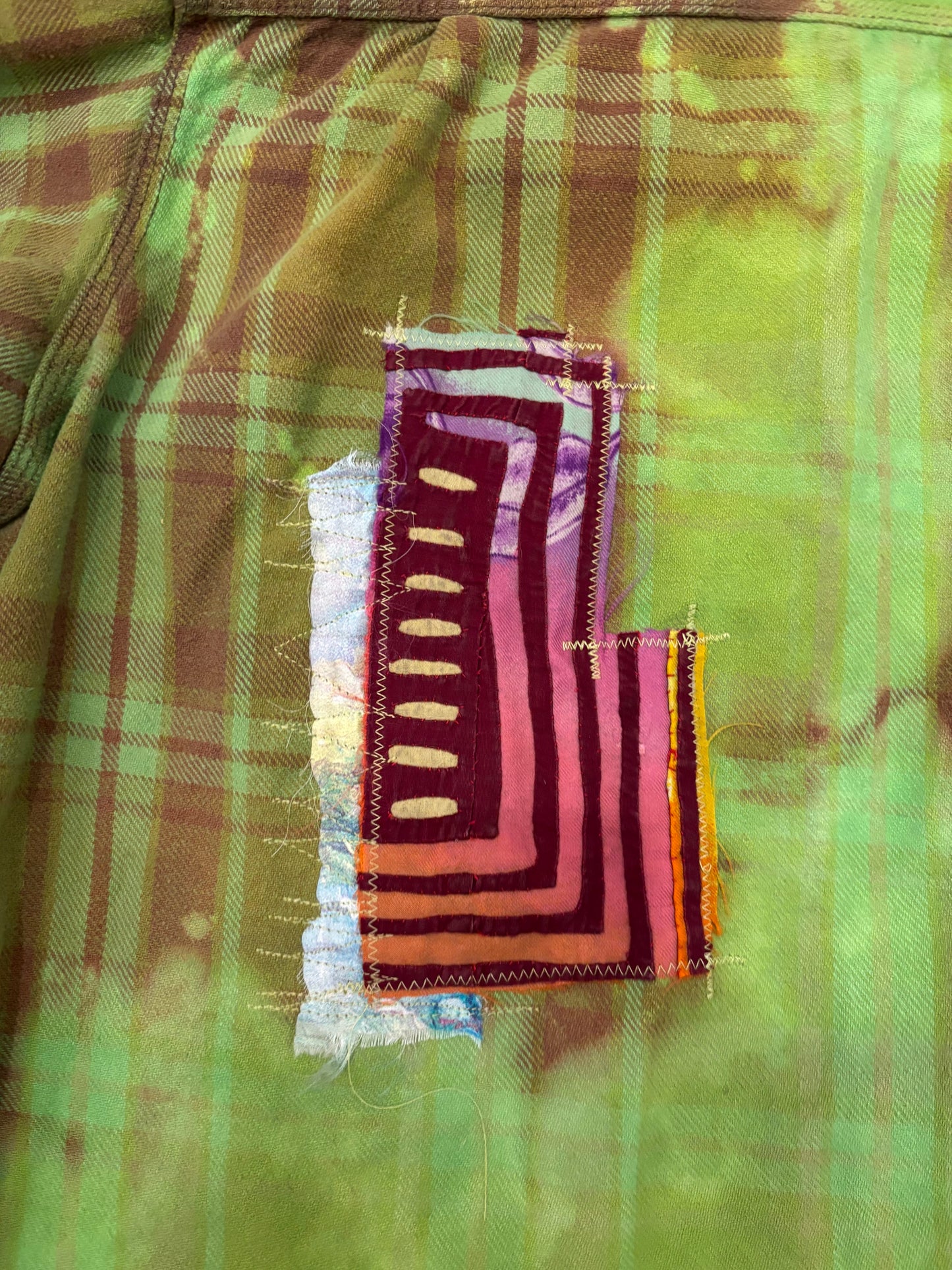 Origami Crane - Cropped Overdye Green Flannel