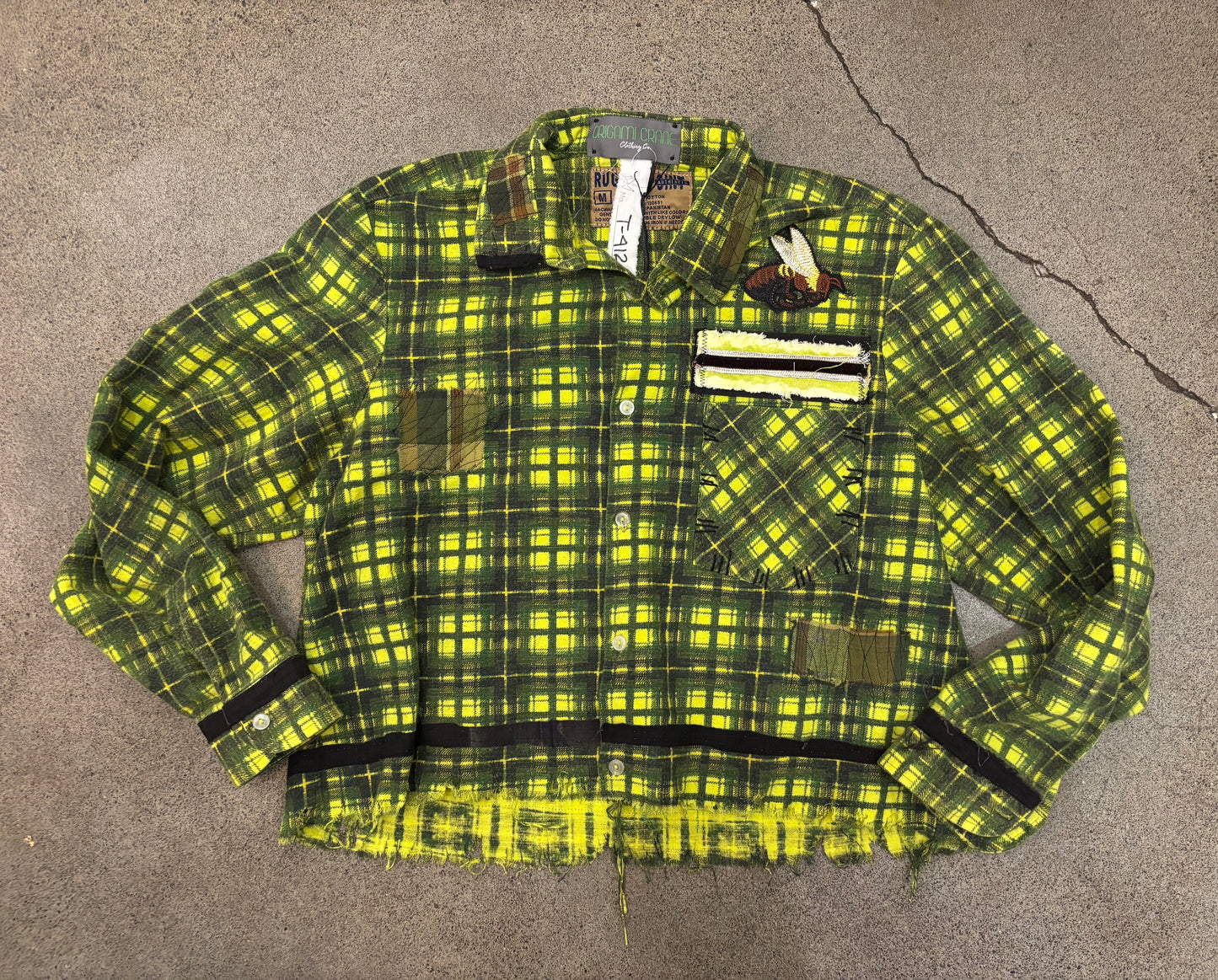 Origami Crane - Long Multi-Colored Flannel with Overdye