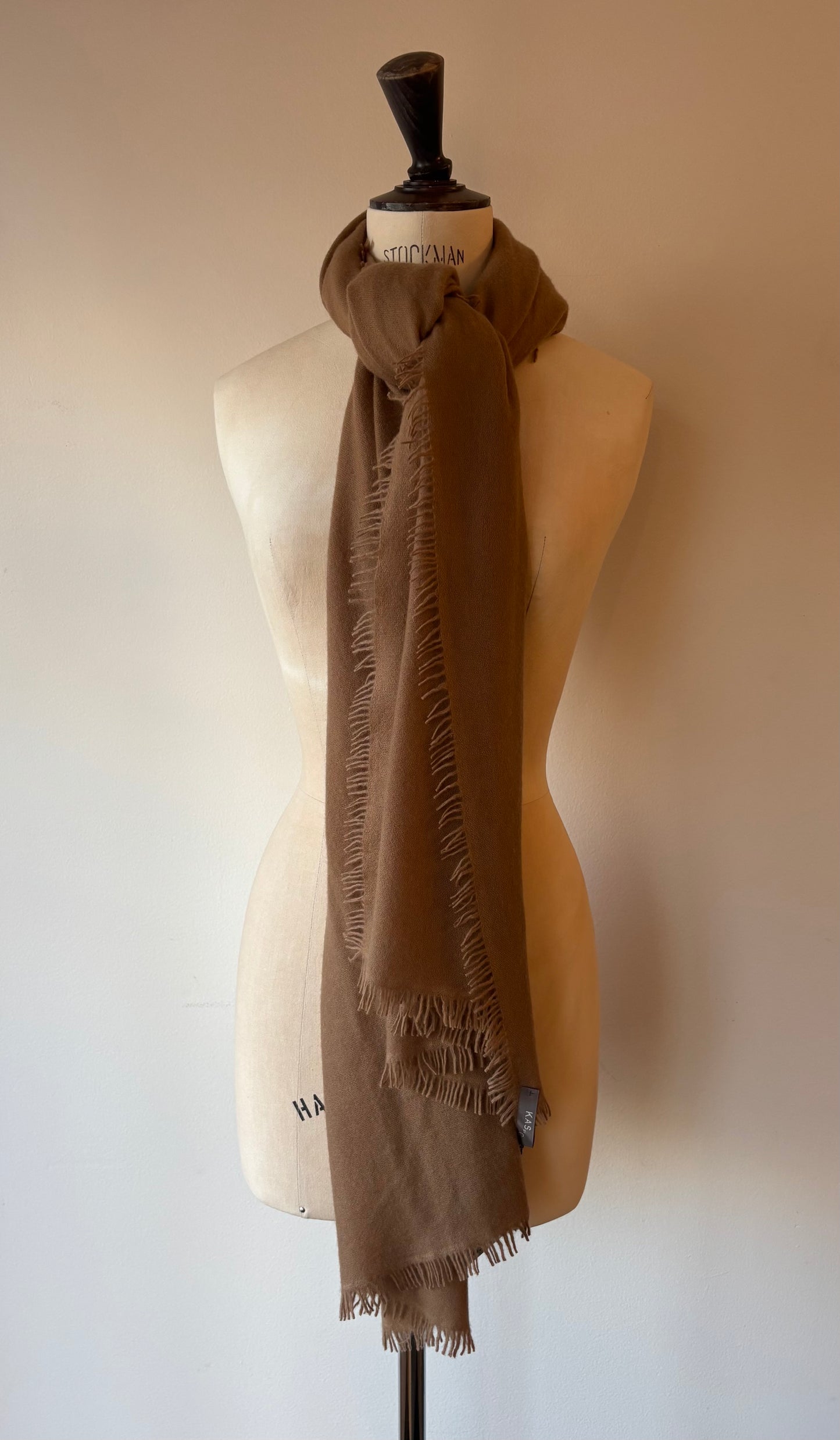 KAS - Lightweight Woven Cashmere Scarf in Desert Brown or Shell Pink