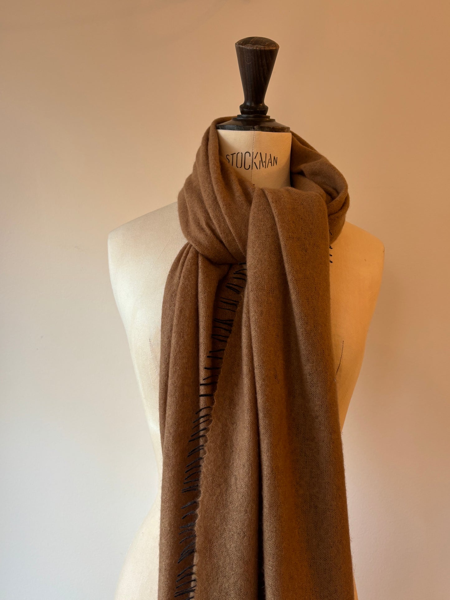 KAS - 28" x 74" Solid Cashmere with Colored Fringe