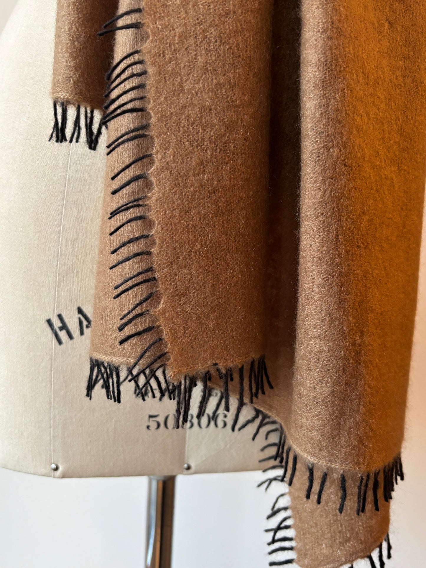 KAS - 28" x 74" Solid Cashmere with Colored Fringe