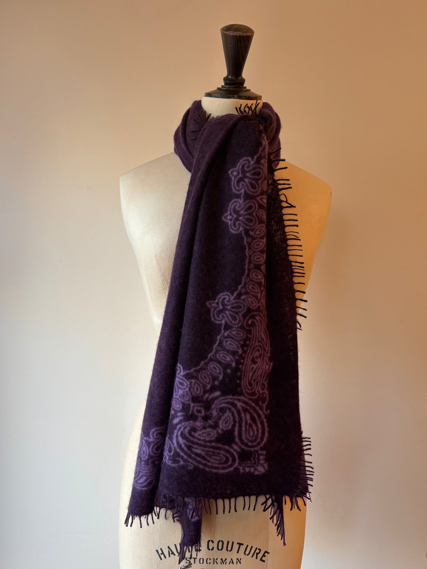 KAS - Patterned Cashmere Scarves in Olive+Lime or Purple
