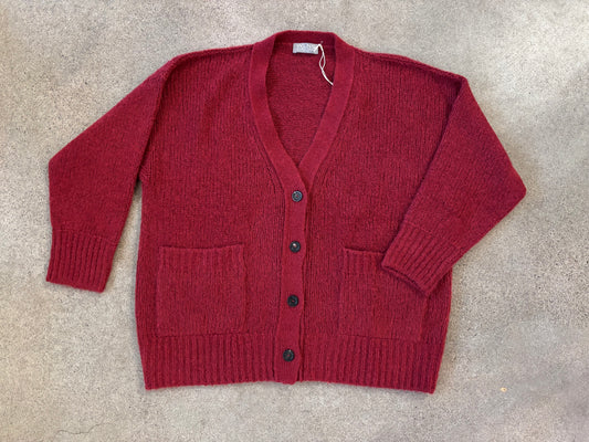 Longo - Billionaire -V-neck Long Cardigan in Red