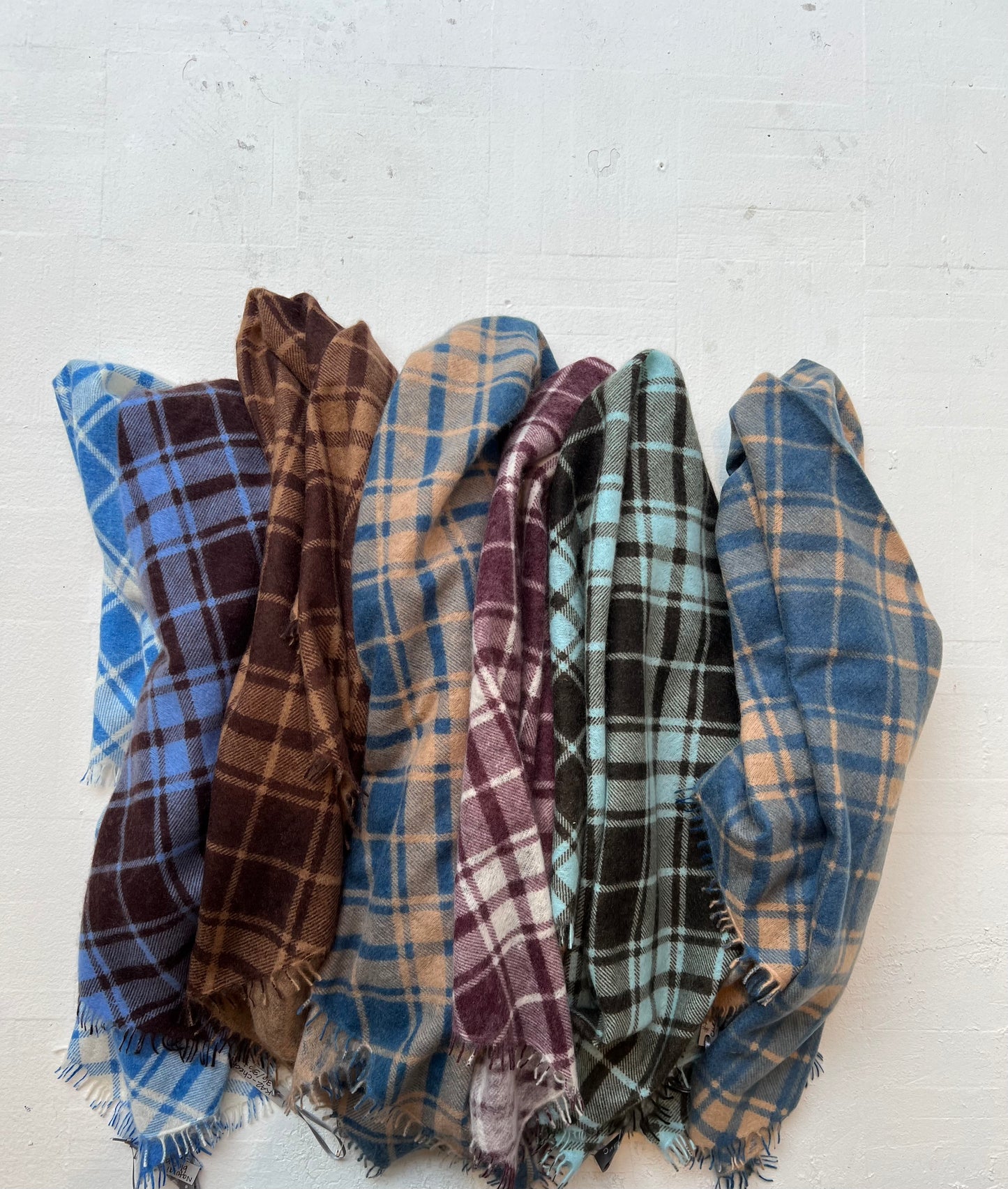KAS- Printed Check Cashmere Bandanas