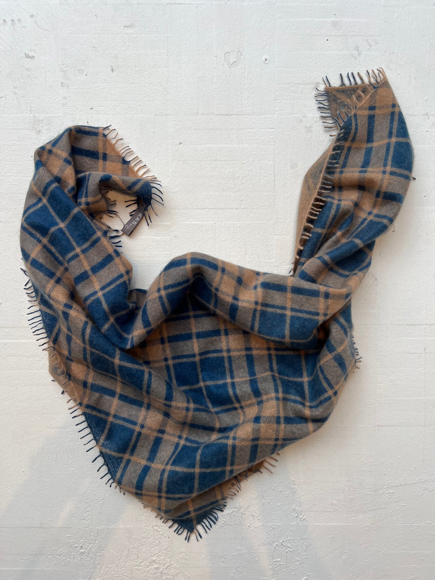 KAS- Printed Check Cashmere Bandanas