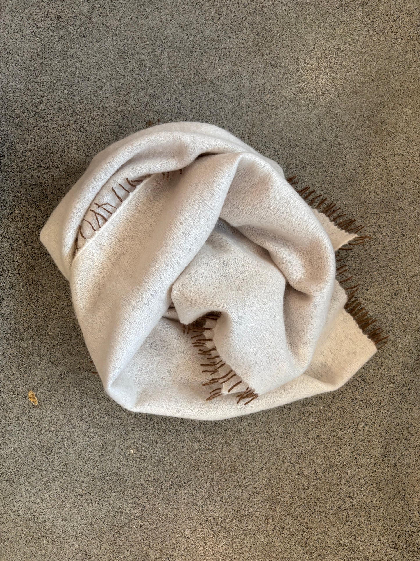 KAS - White Sand Bandana with Brown Fringe