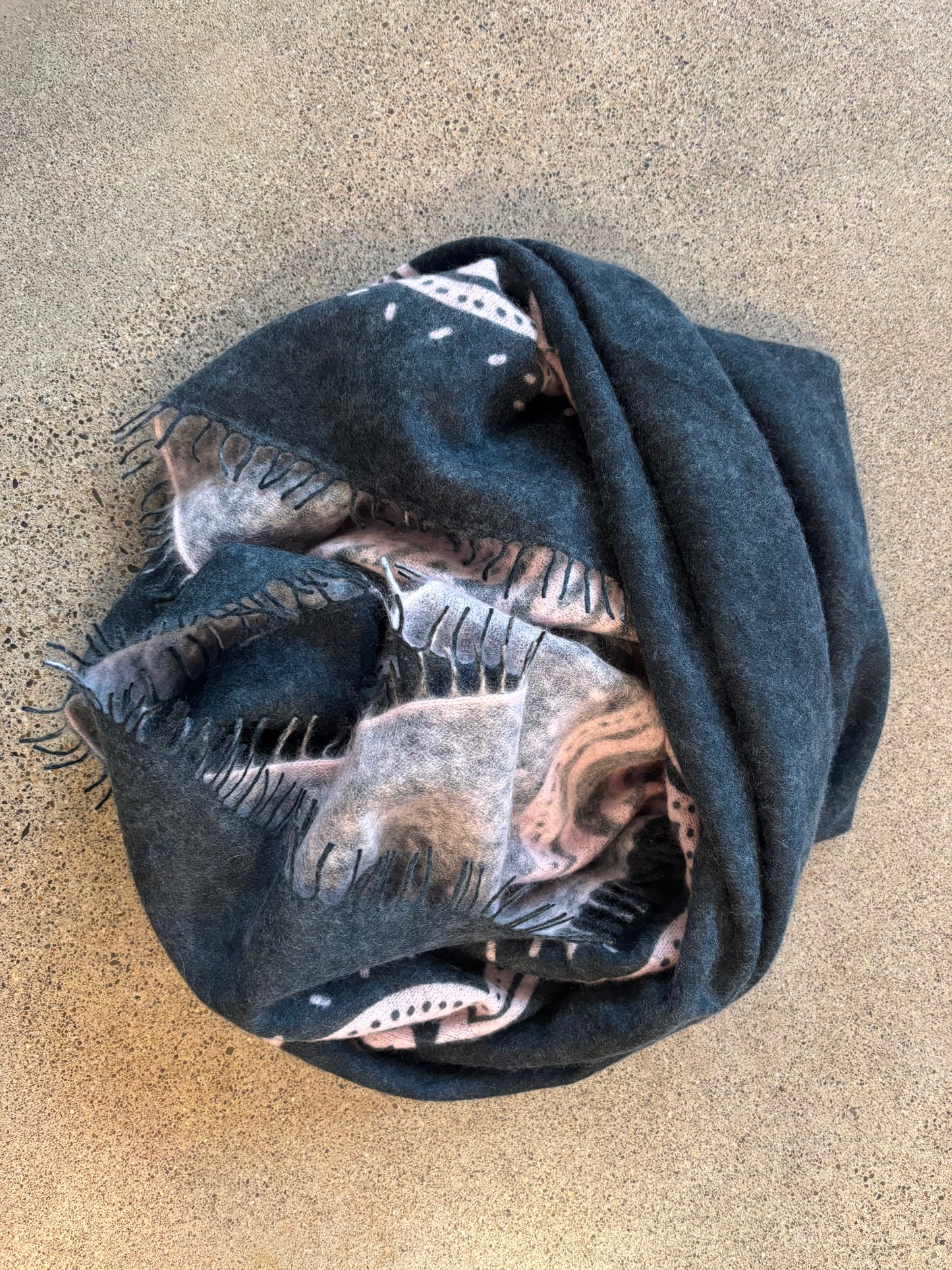 KAS - Medium Weight Flower Print Bandana in Spruce and Pink