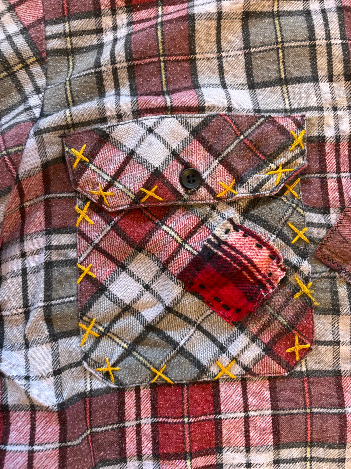 Origami Crane - Red & Grey Long Flannel with Bling Heart