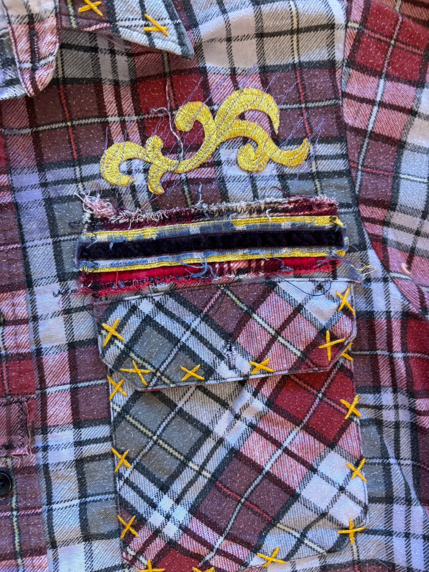 Origami Crane - Red & Grey Long Flannel with Bling Heart