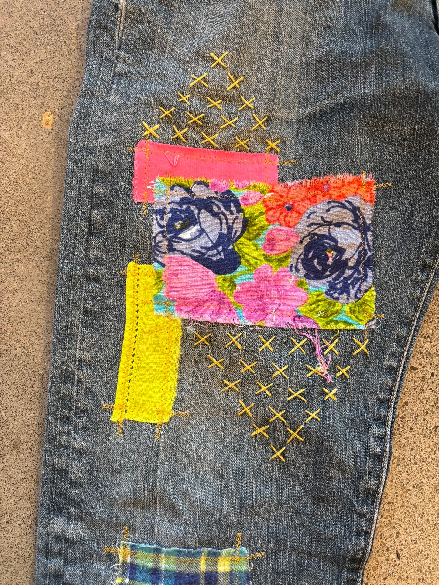 Origami Crane - Patched Levi's in Brights