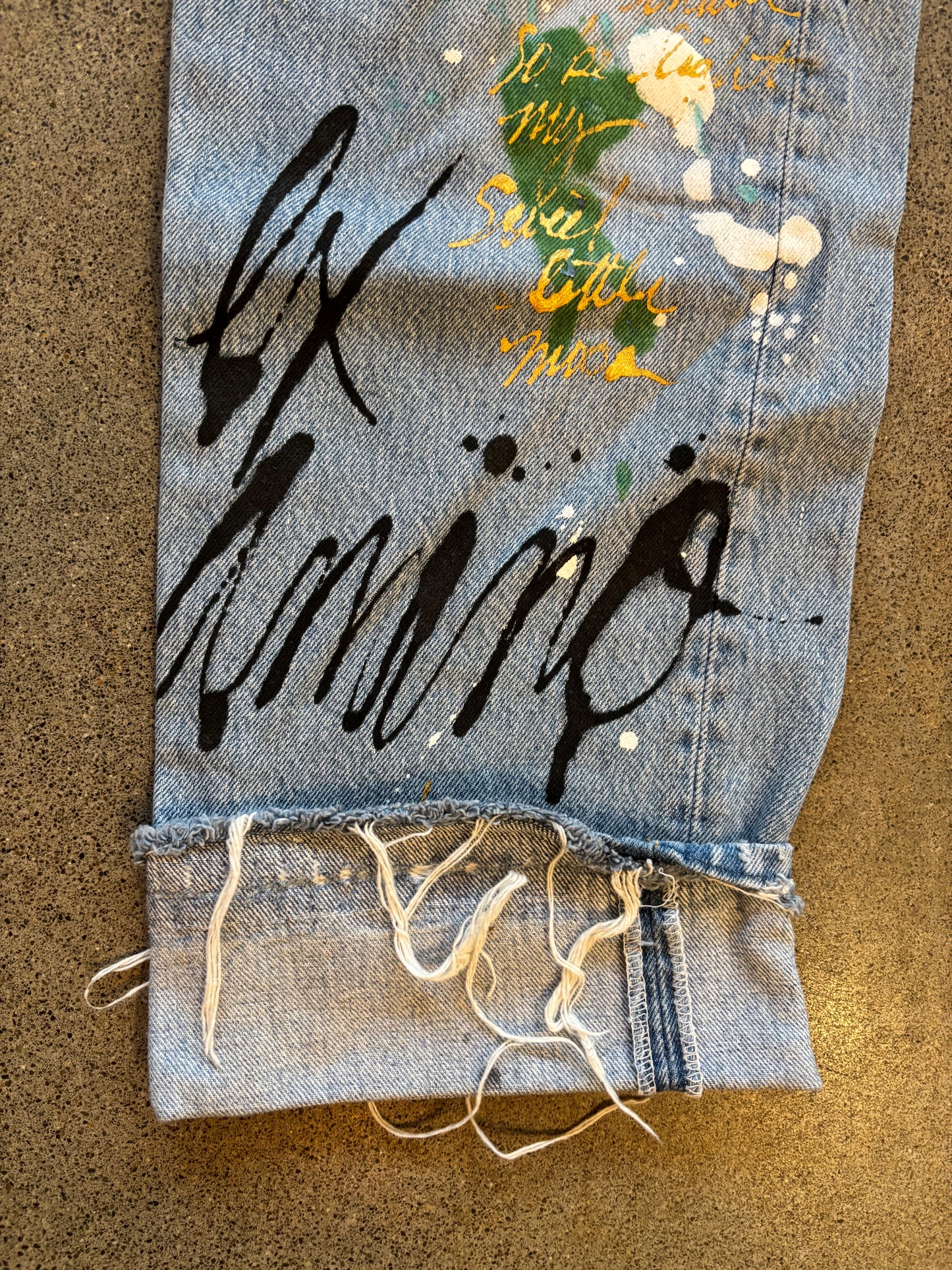 Origami Crane - Positive Vibe 501's in Aqua & Gold