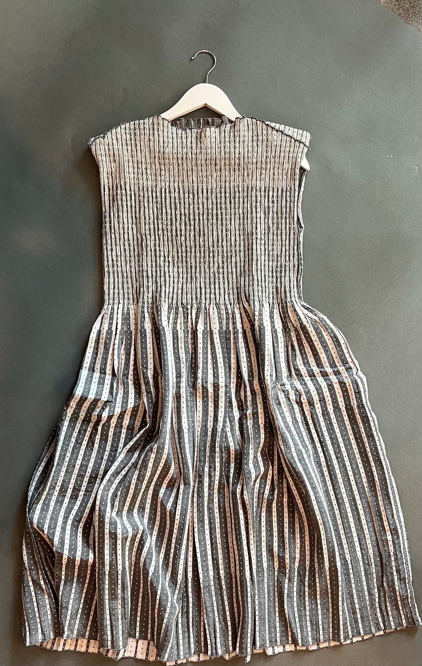 Nuno Dot Stripe Loomed Dress  in Rose or Green