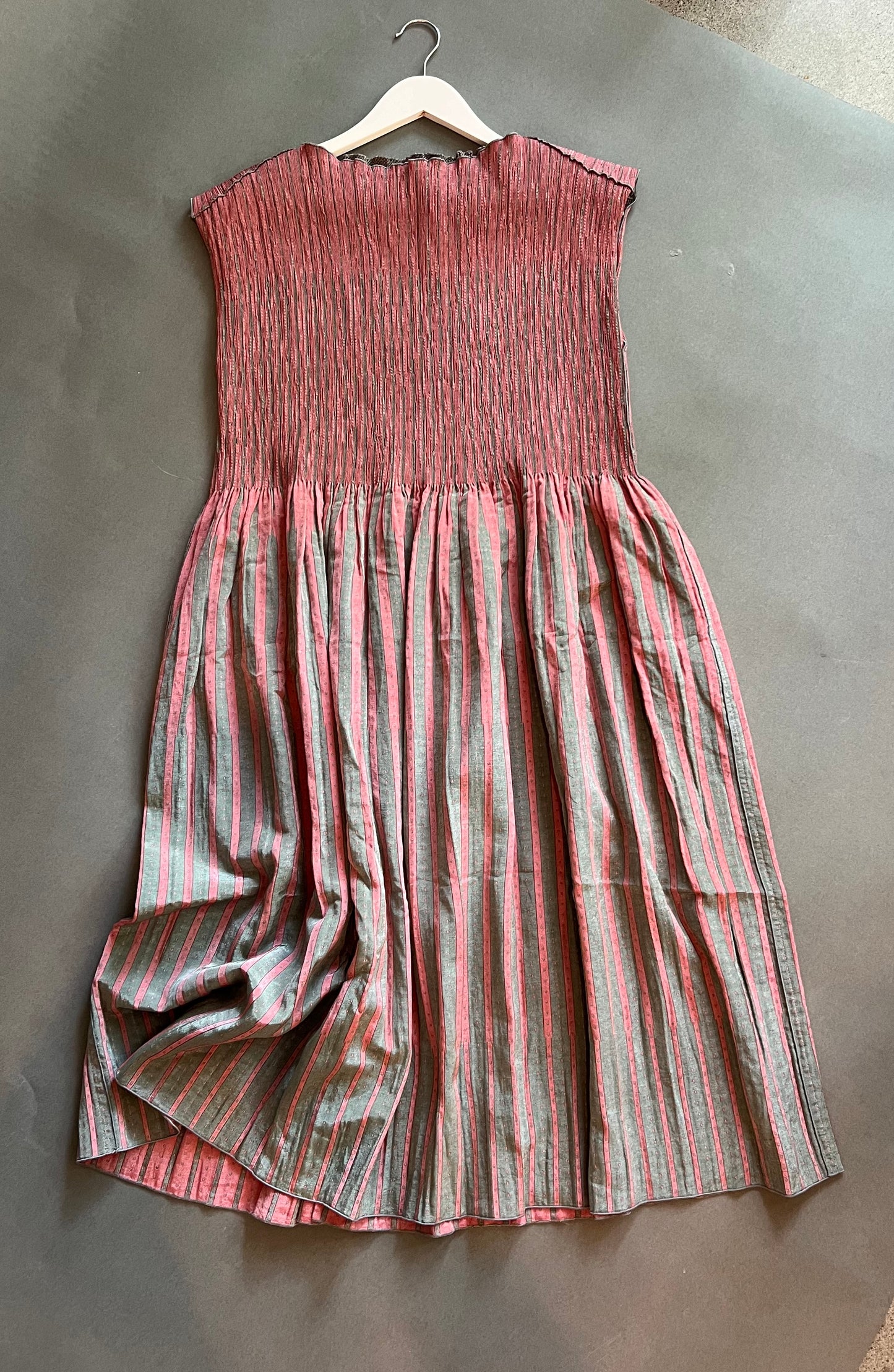 Nuno Dot Stripe Loomed Dress  in Rose or Green