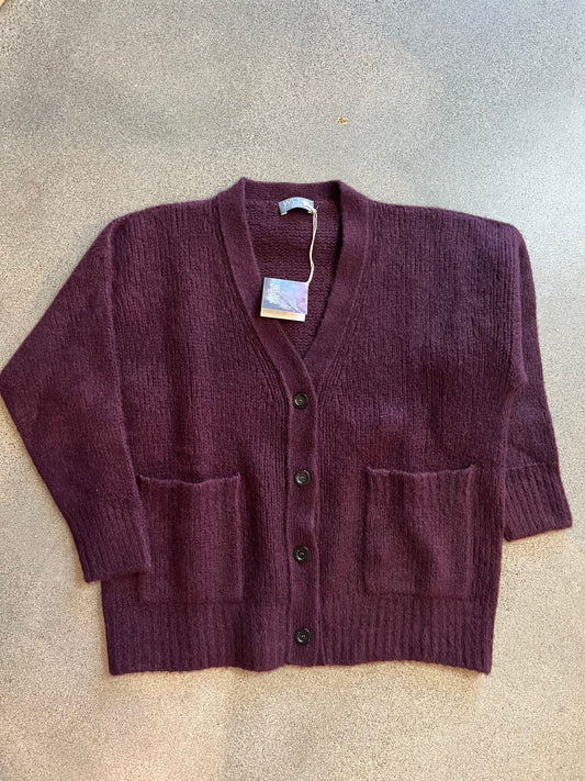 Longo - V-neck Plum Cardigan