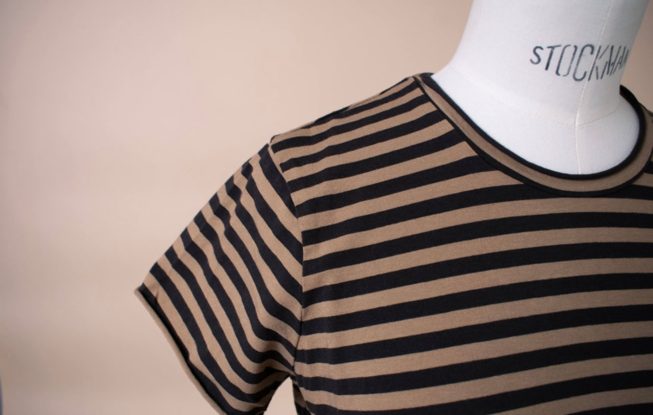 Labo Art- Striped Short Sleeve T in Kangaroo