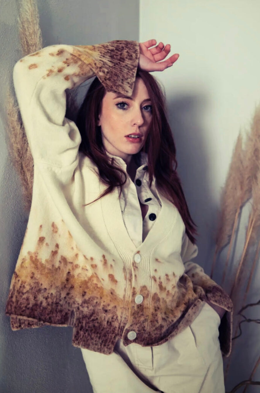 Pintorie - Coffee & Cream Button Cardigan