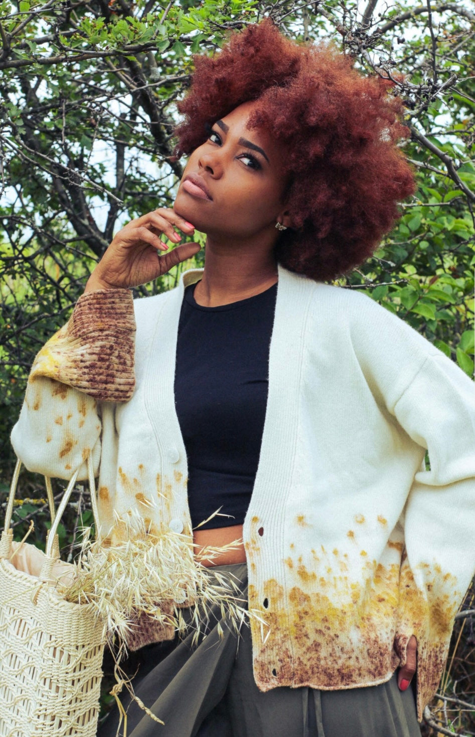 Pintorie - Coffee & Cream Button Cardigan