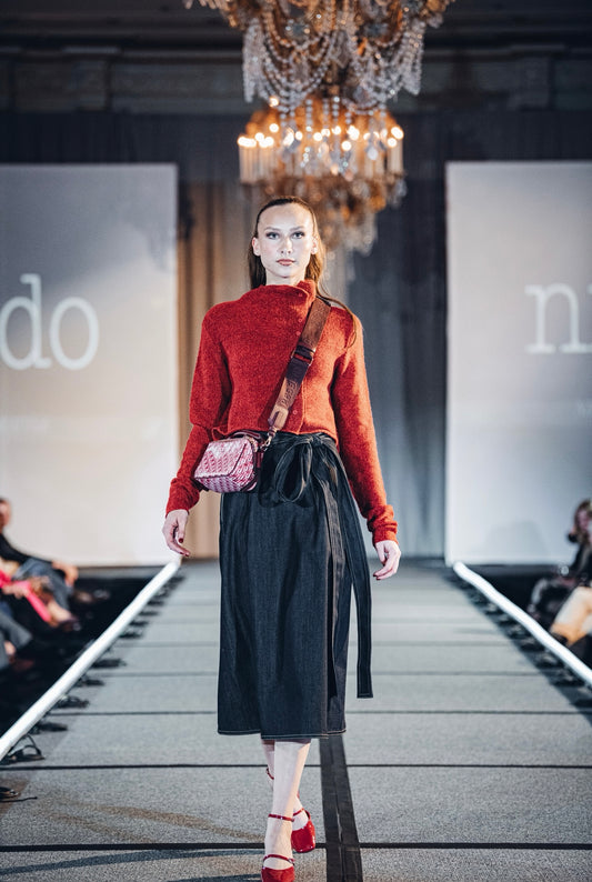 Rundholz Black Label - Cropped Button Sweater in Red or Grey