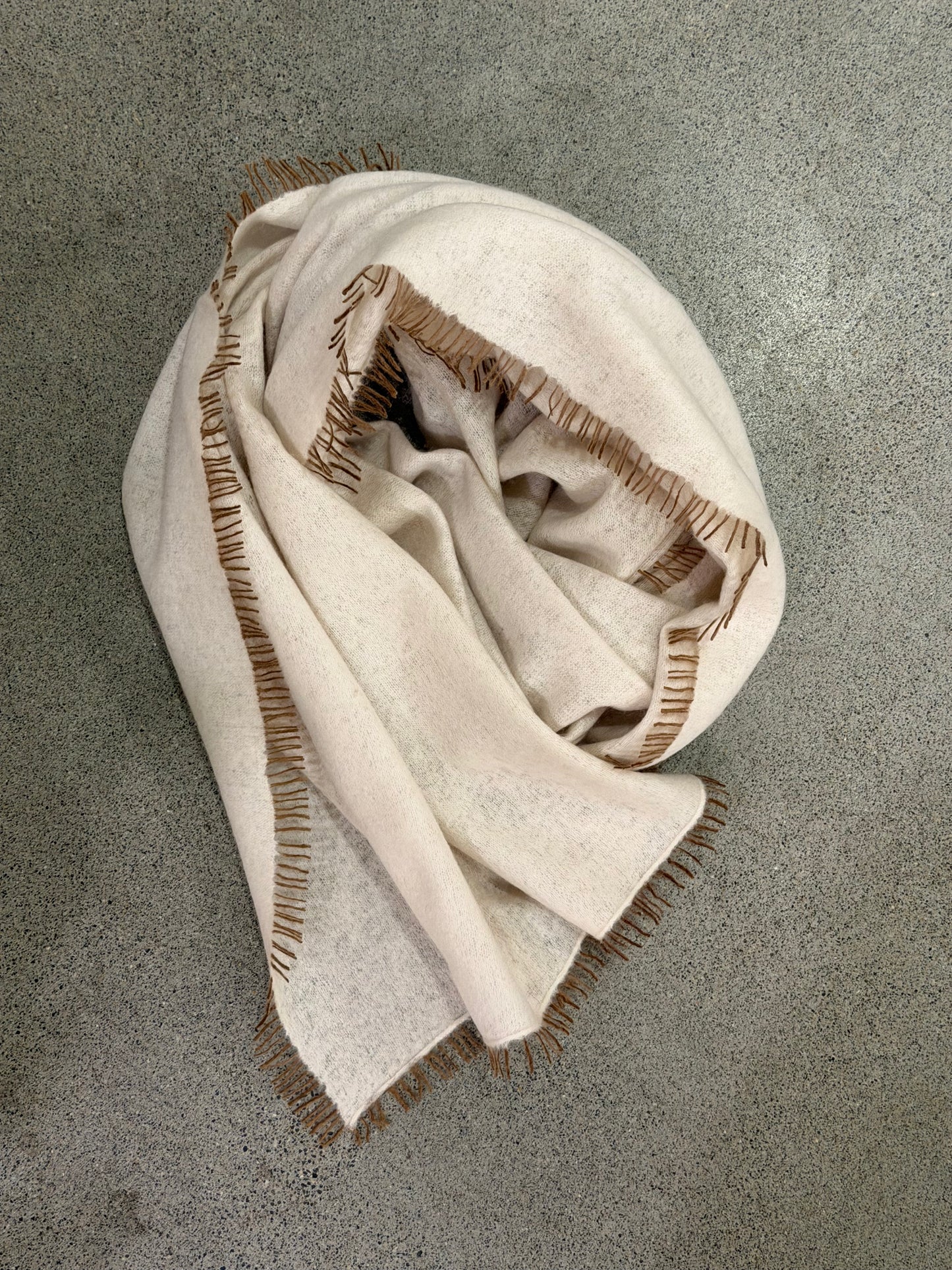 KAS - 28" x 74" Solid Cashmere with Colored Fringe