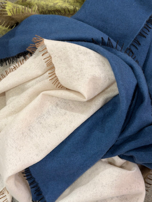 KAS - 28" x 74" Solid Cashmere with Colored Fringe