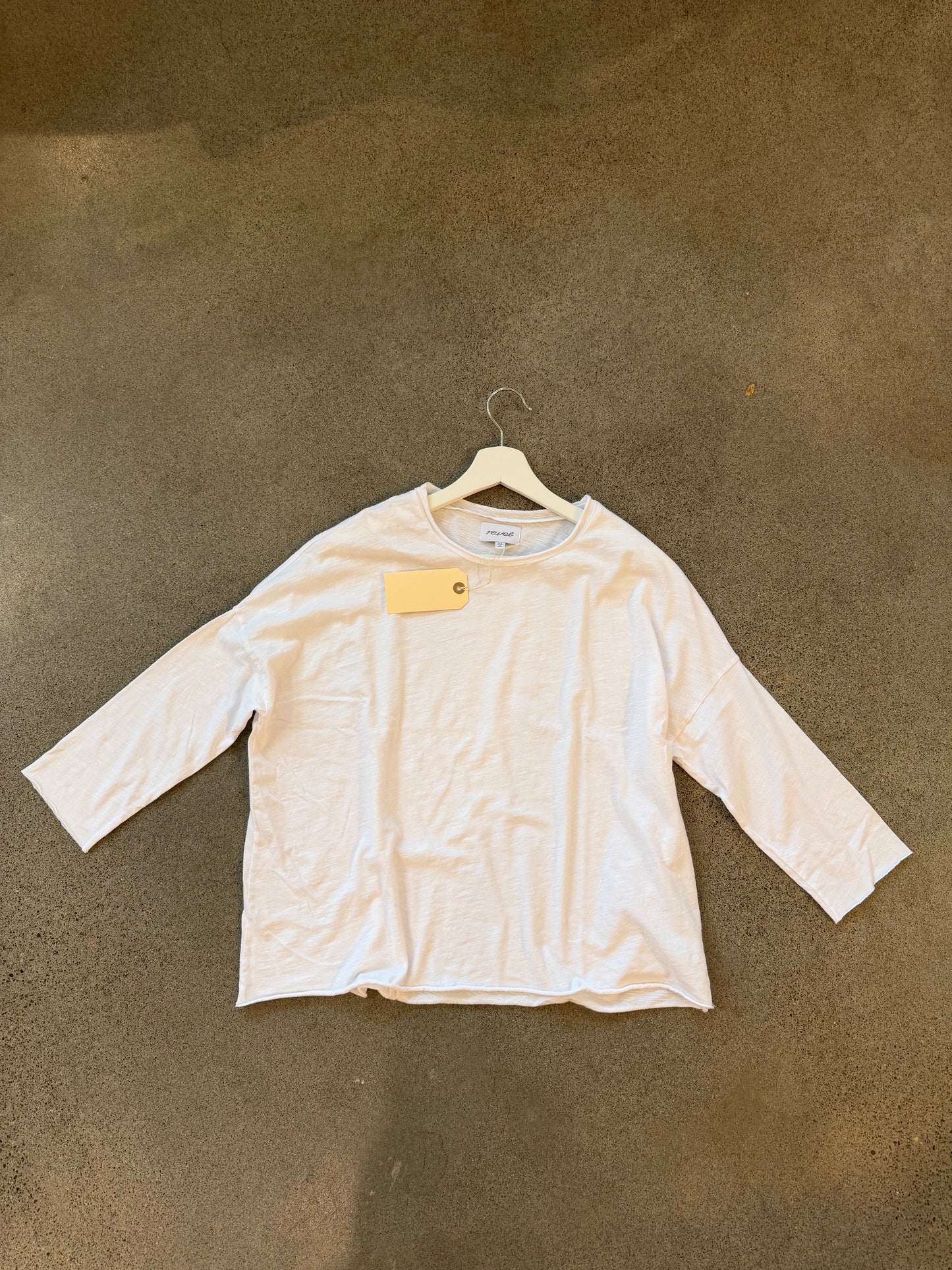 Revel- 3/4 Sleeve Raw Tee - Drop Shoulder in four colors