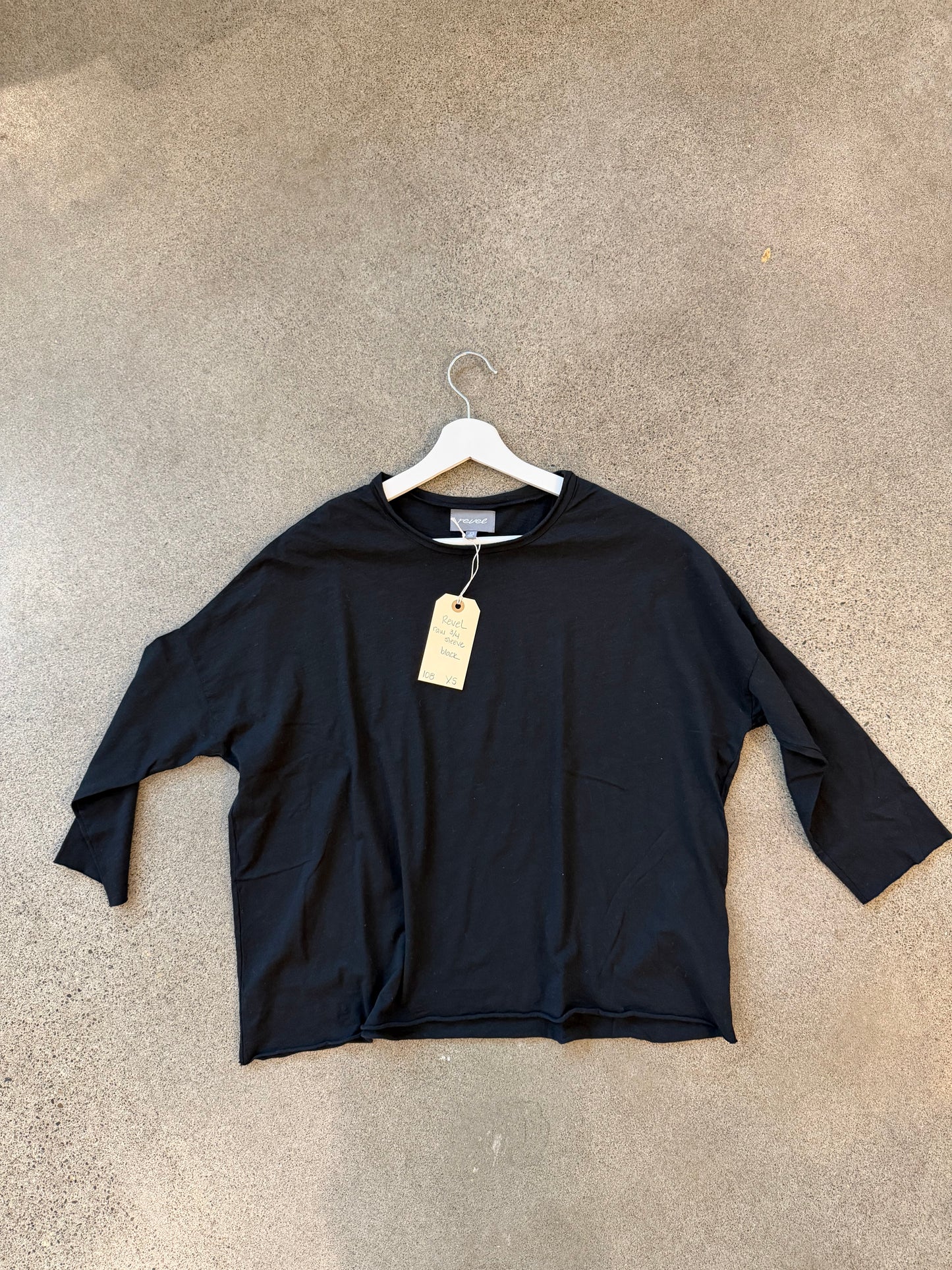 Revel- 3/4 Sleeve Raw Tee - Drop Shoulder in four colors