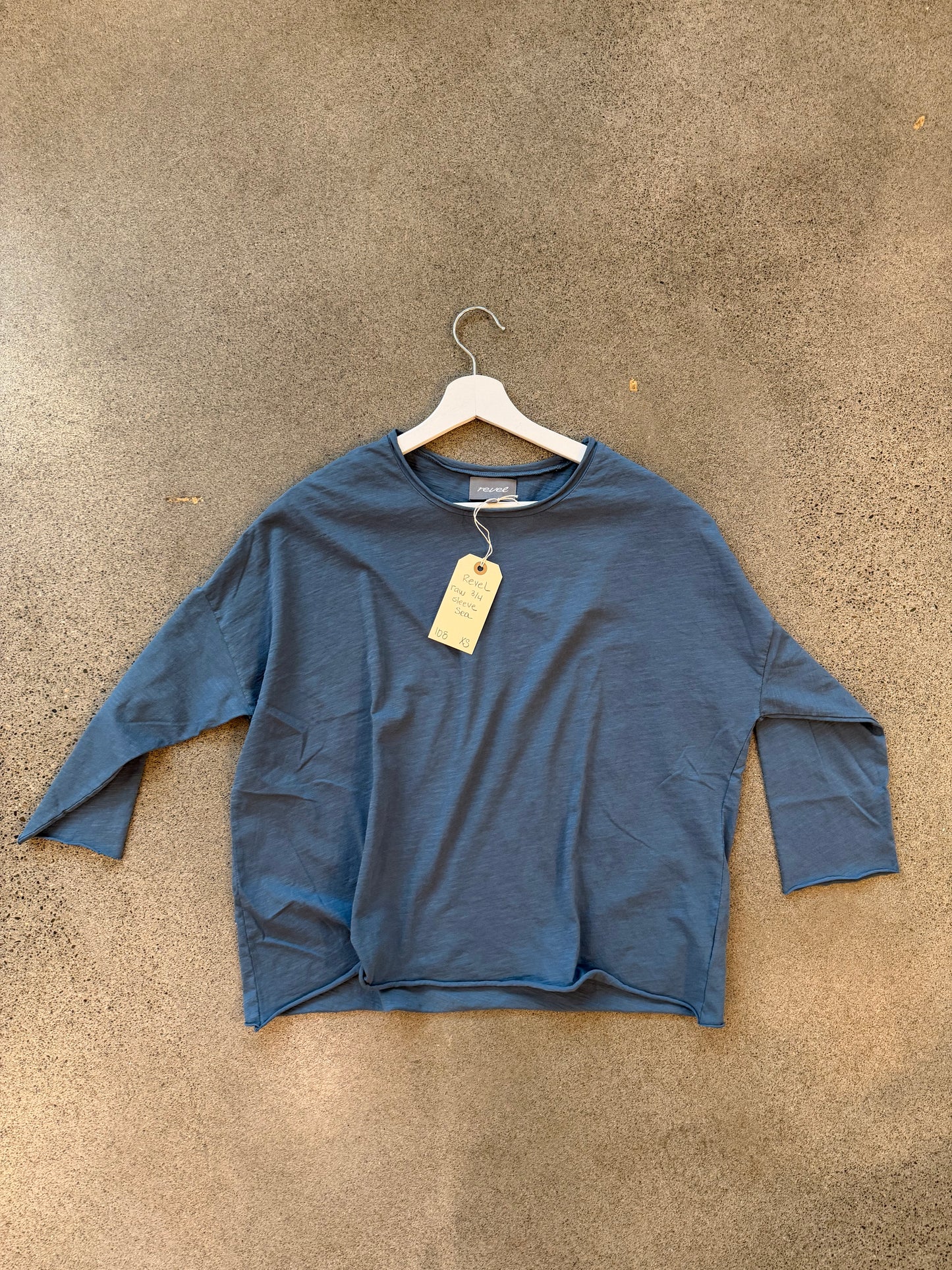 Revel- 3/4 Sleeve Raw Tee - Drop Shoulder in four colors