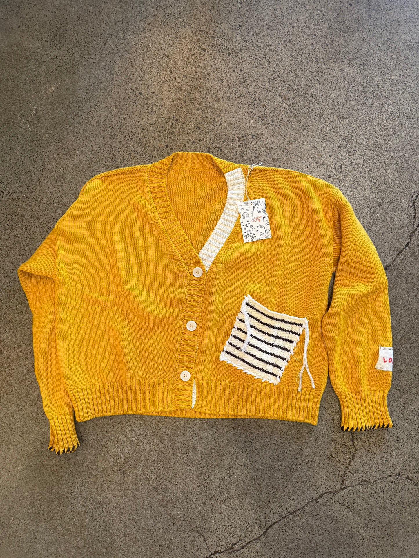 Longo Patch Pocket Cardigan in Gold or Navy