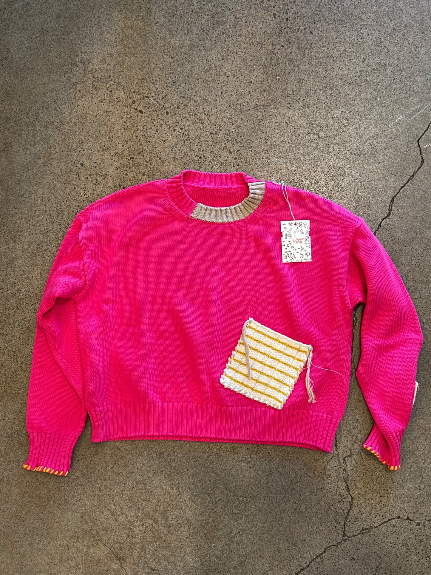 Longo - Patch Pocket Crew in Hot Pink