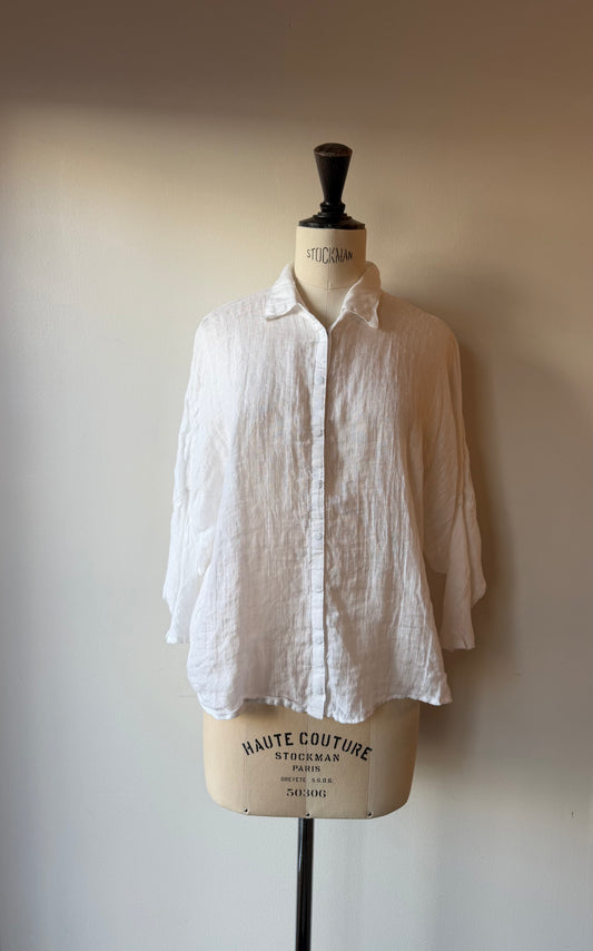 Jaga - Dijon  Shirt in White Linen or Black Satin