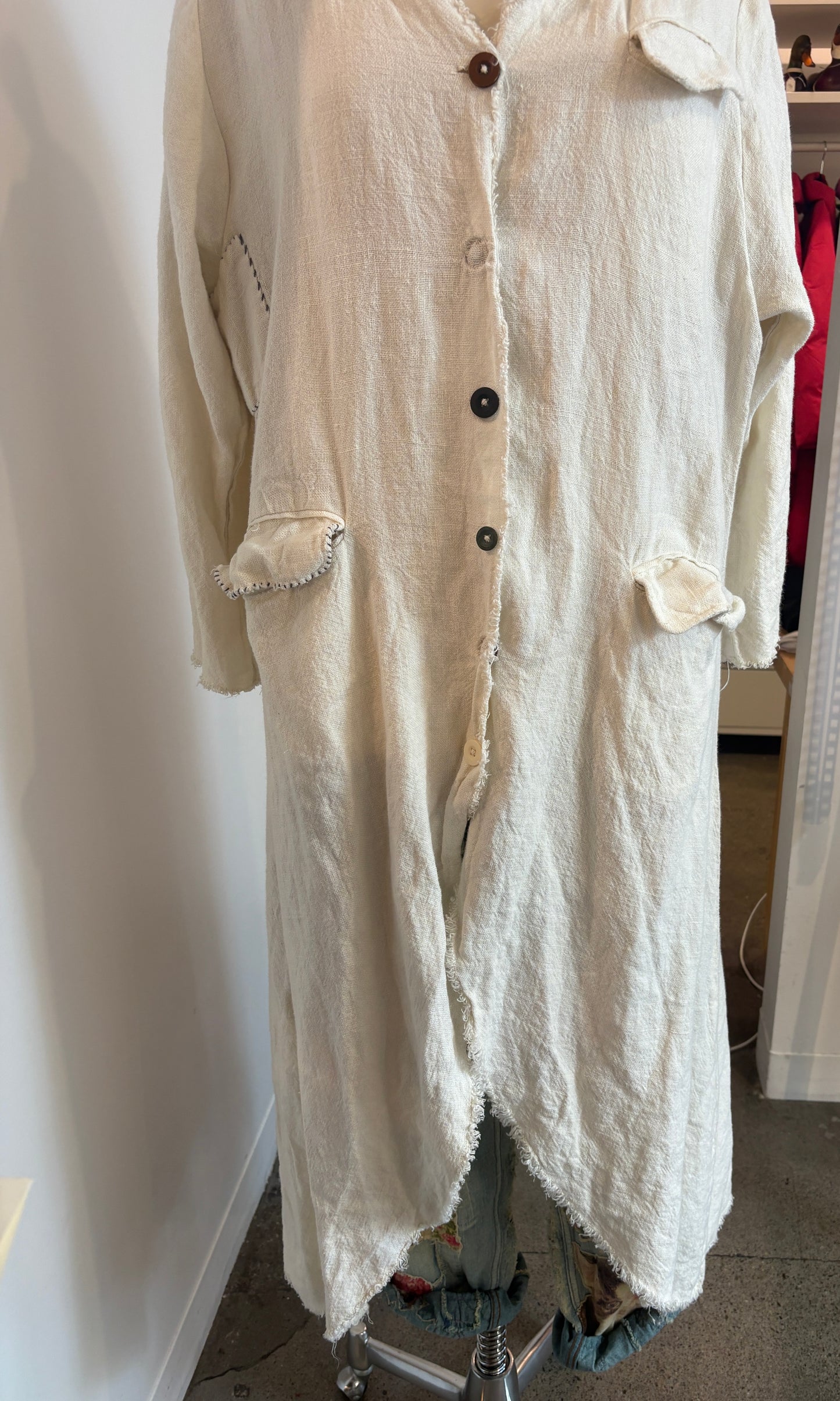 Magnolia Pearl - White Linen Duster Jacket