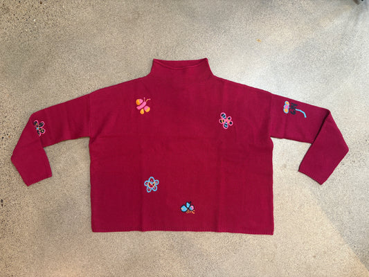 Happy Sheep - Ruby Floral Embroidery Pullover