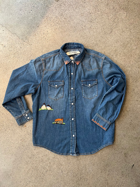 Roy Rogers- Hand Embroidered Denim Shirt(XS/S)