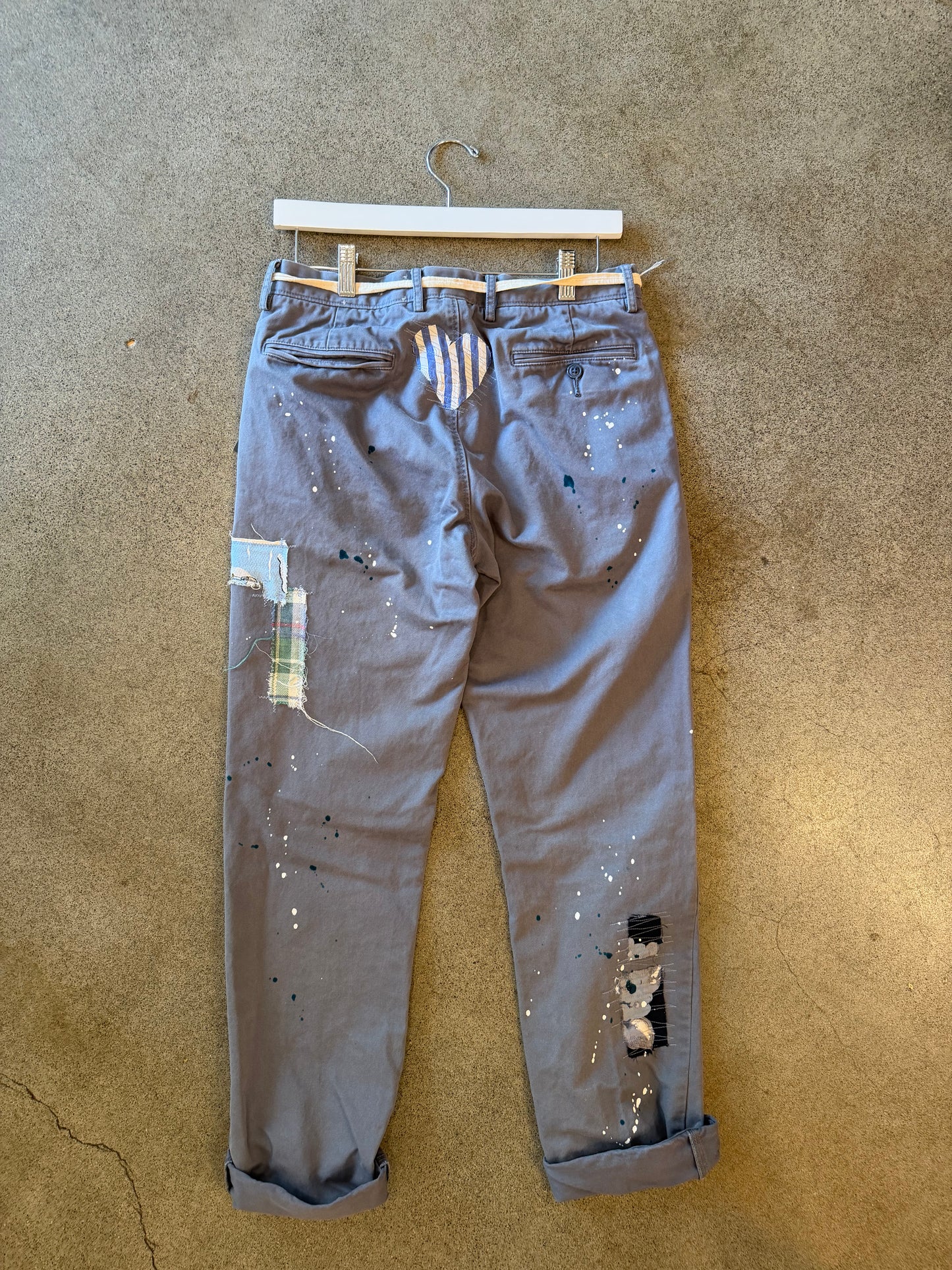 Origami Crane - Washed out Blue  Chinos