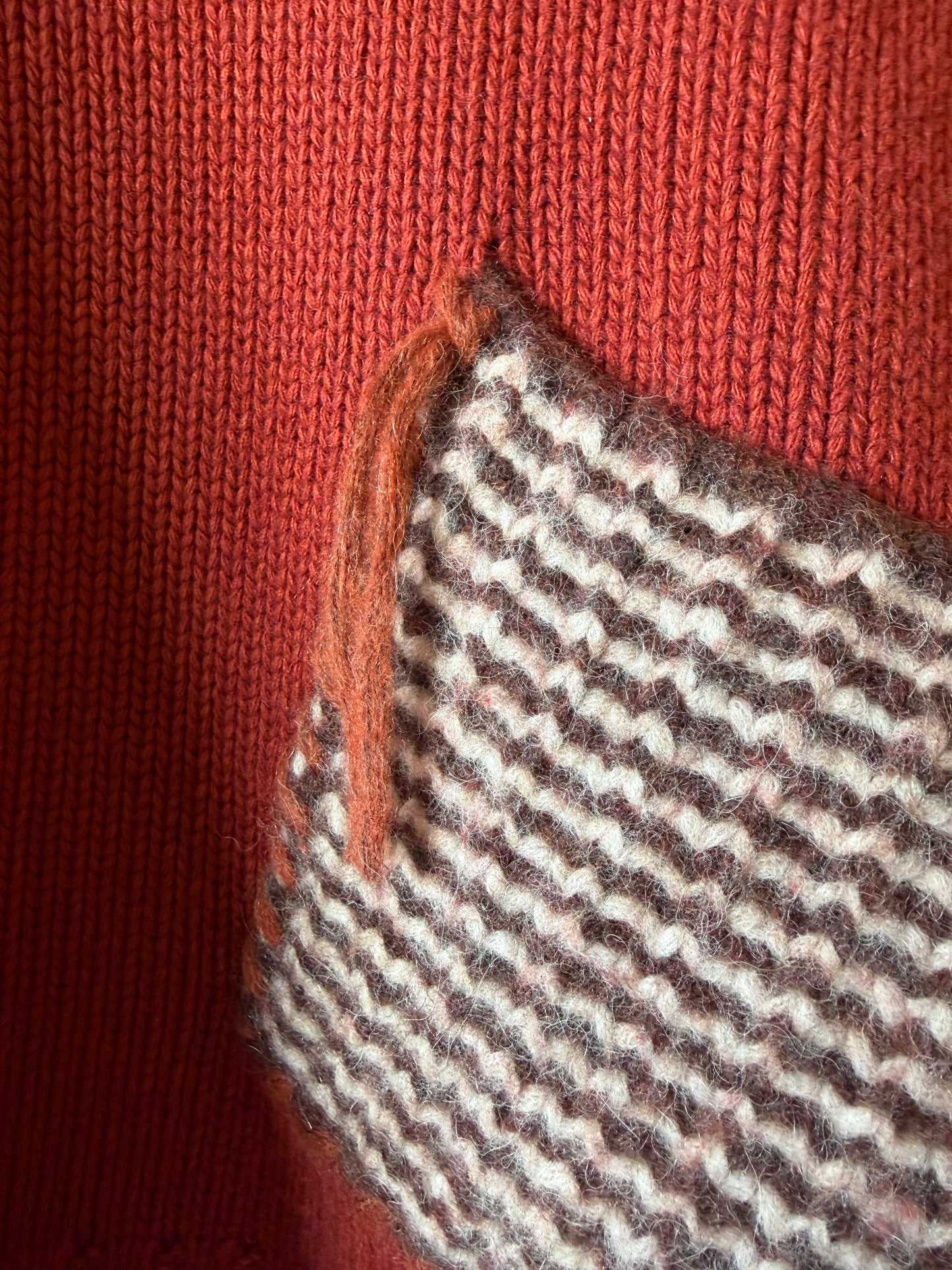 Longo - Patch Pocket Crew in Brick & Brown Color Combo