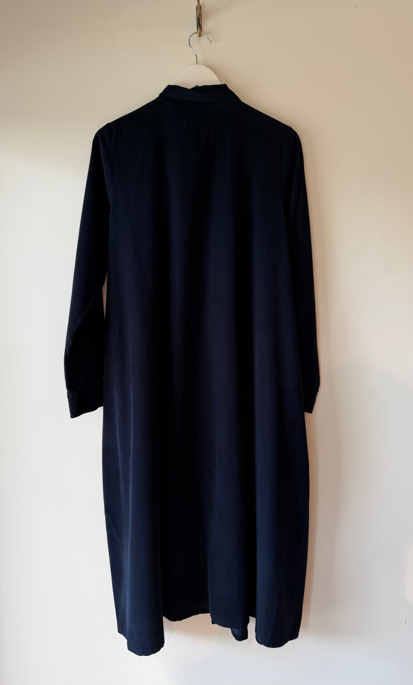 Labo Art- Aneto Button Dress in Navy Blue Micro Corduroy