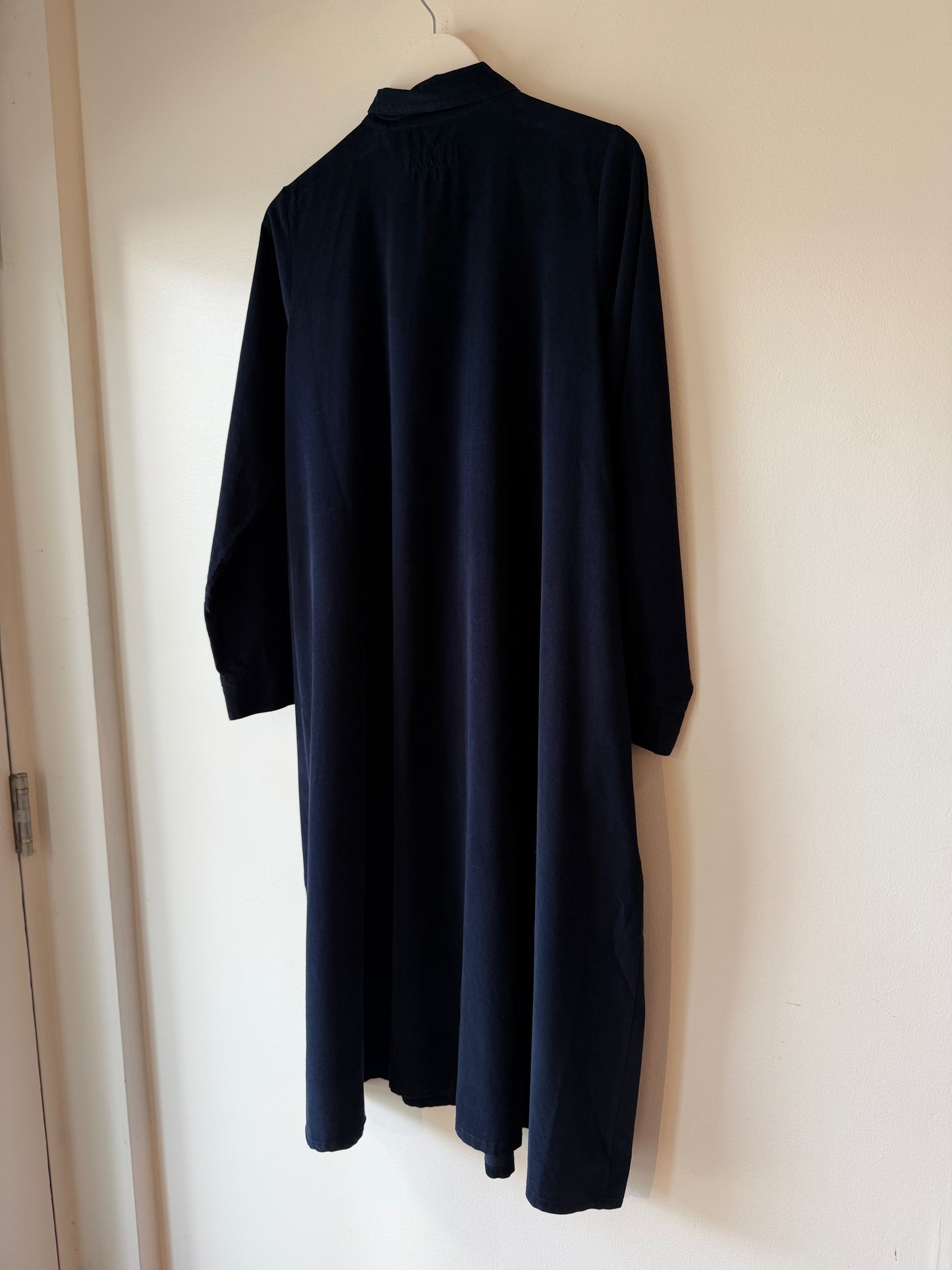 Labo Art- Aneto Button Dress in Navy Blue Micro Corduroy