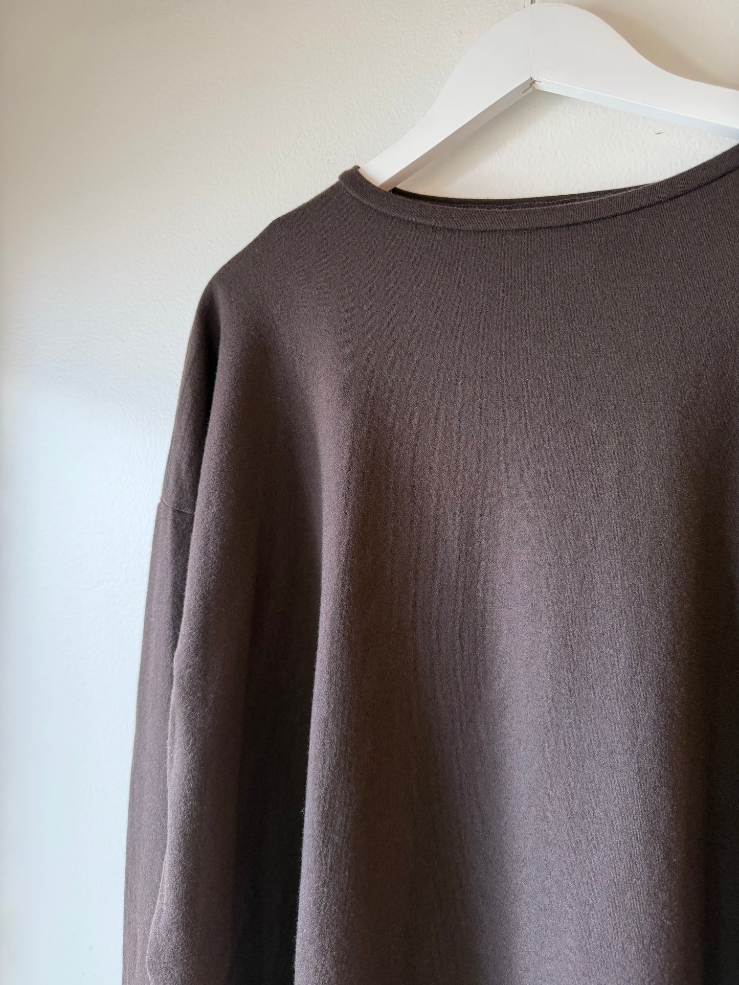 Labo Art- Oversized Wool Jersey Top in Chocolate Brown