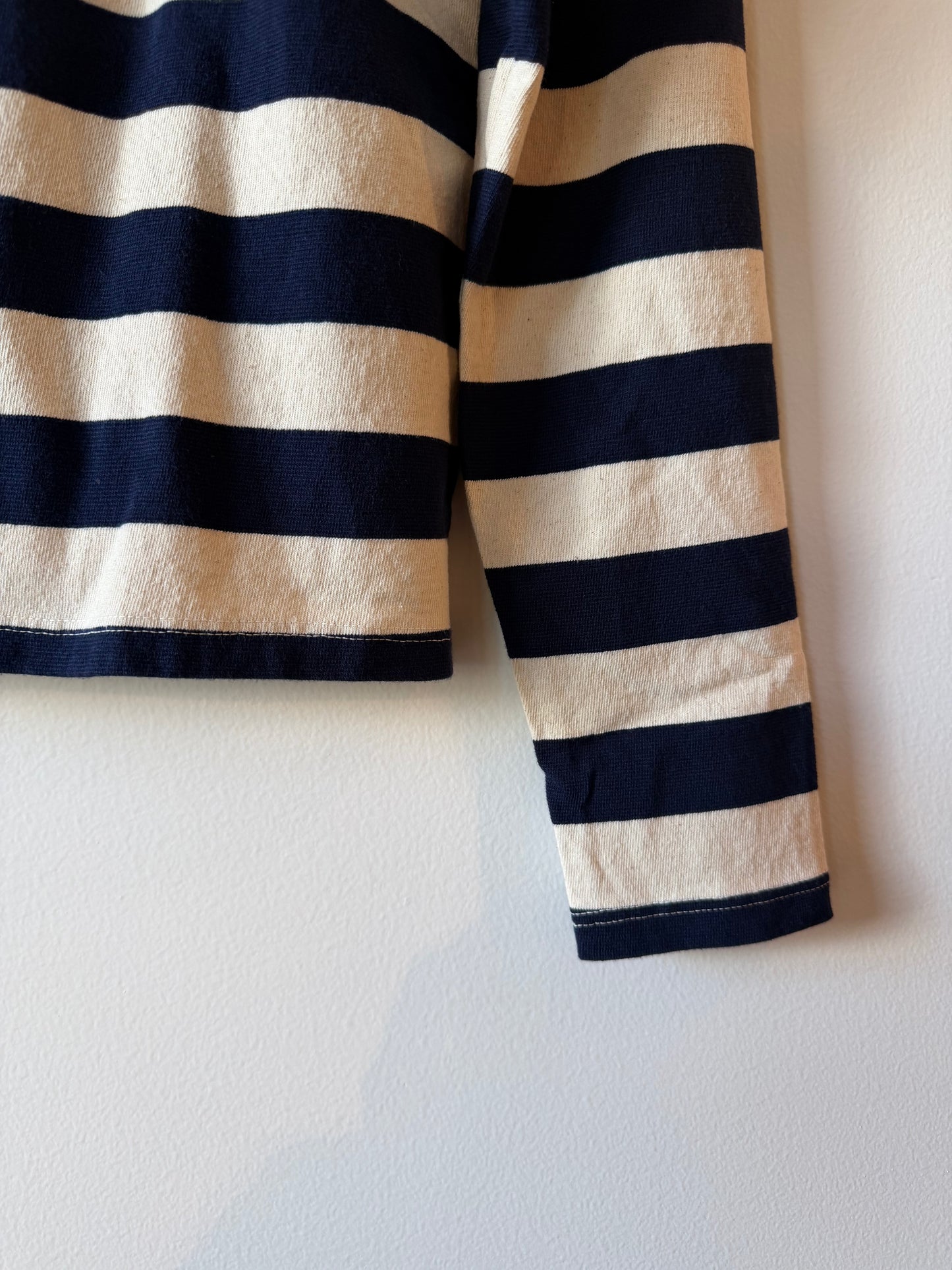 Revel - Stripe Cotton Tee in Winter White/Navy
