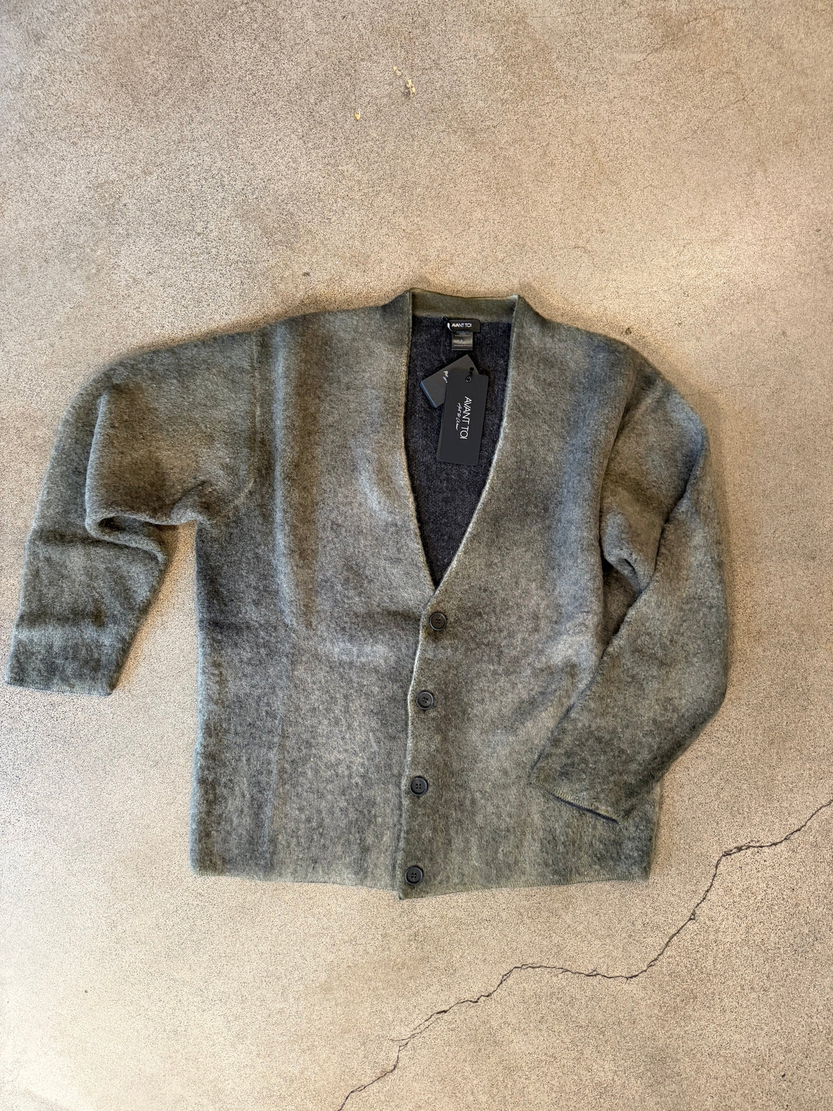 Avant Toi - Thick Cardigan in Charcoal  Green