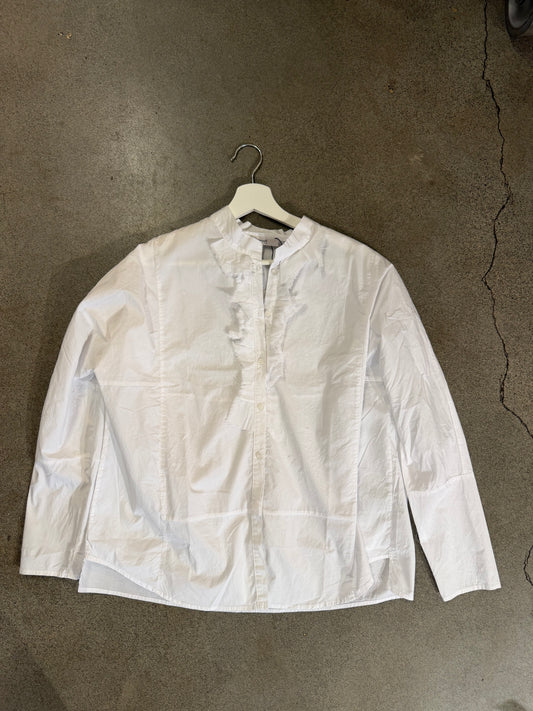 Kristensen Du Nord - Cotton Stretch Ruffle Shirt in White