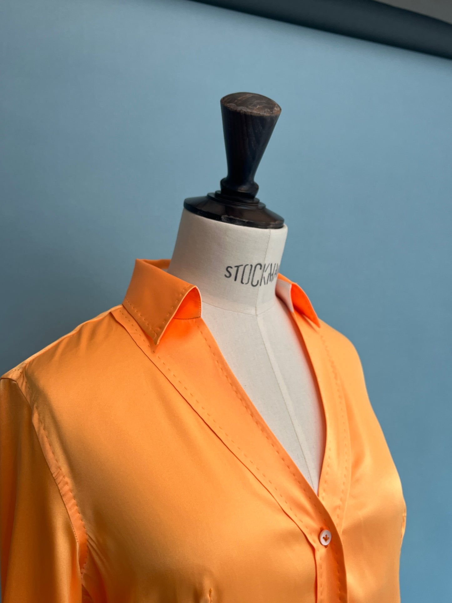 Le Sarte Pettegole - Silk Hand-Stitch Dress Shirt in Orange