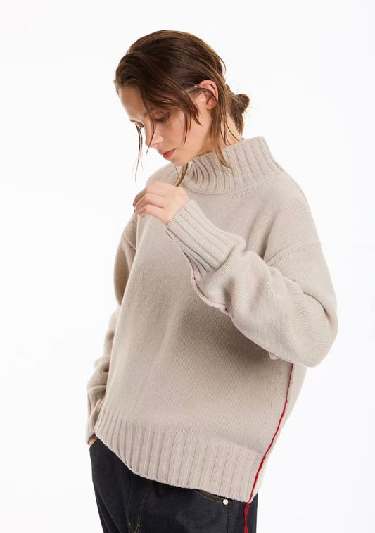 Lis Lareida - Vegas Pull Over in Oat with Contrast Stitching