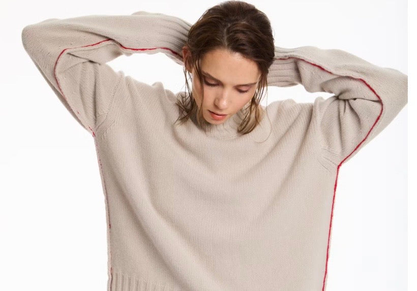 Lis Lareida - Vegas Pull Over in Oat with Contrast Stitching
