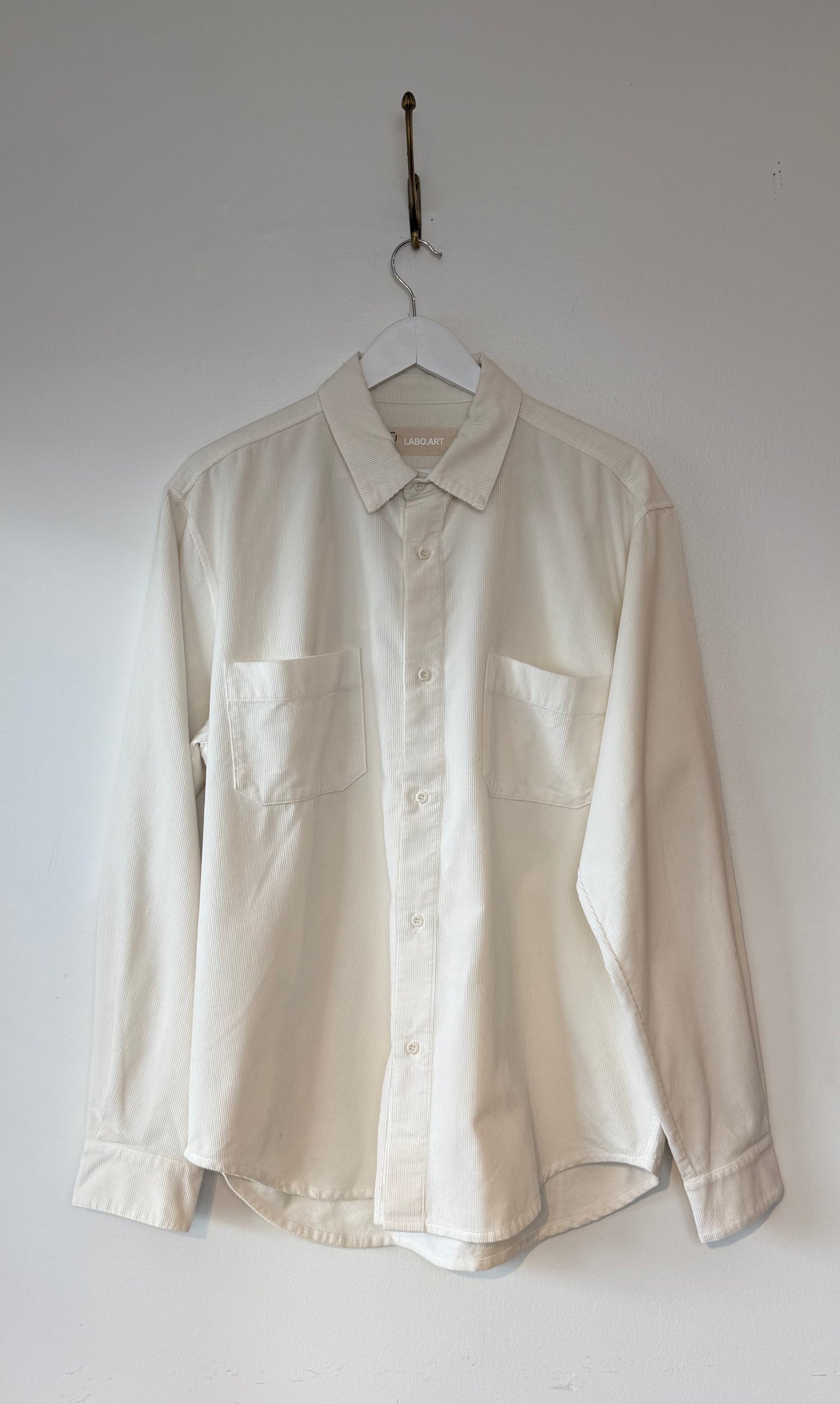 Labo Art Men - Corduroy Button Down Shirt in Winter White or Atlantic
